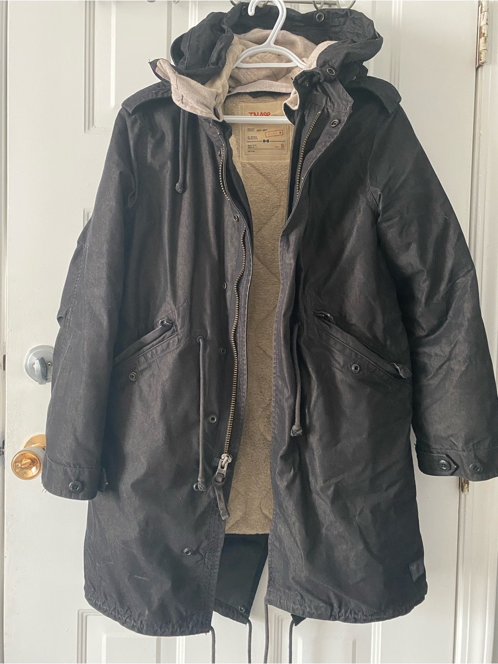 TNA Black Military-Style Field Parka with Hood